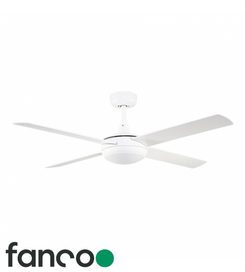 Fanco Eco Silent Deluxe LED Light 4 Blade 52" DC Ceiling Fan with DC Smart Remote Control in White